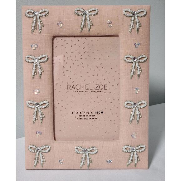 Rachel Zoe 4x6 Fabric With Bow Picture Frame-New - Picture 4 of 4